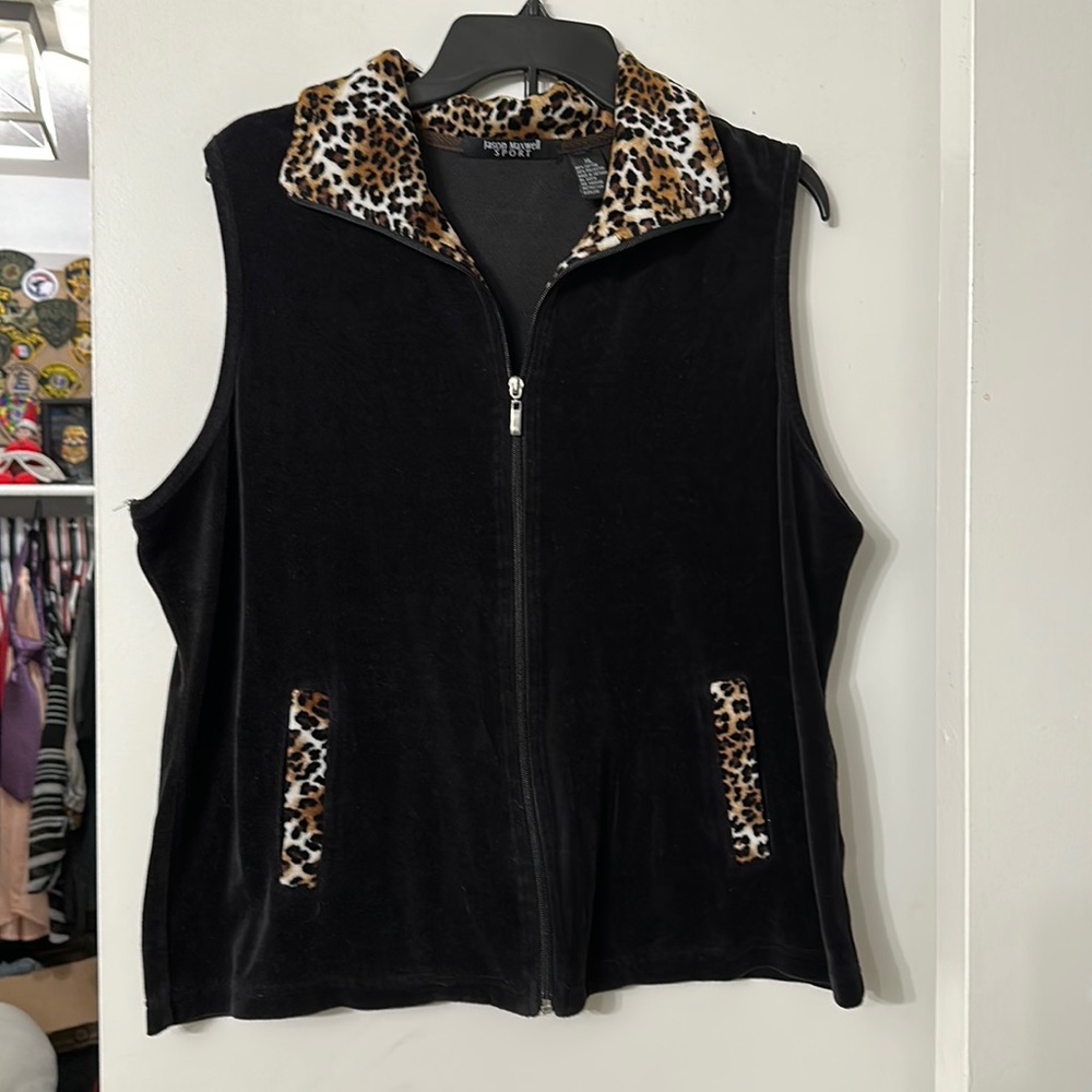 Jason Maxwell Cheetah velour vest XL